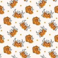 A seamless Halloween pattern with a spider and a spider's web vector