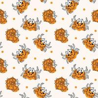 A seamless Halloween pattern with a spider and a spider's web vector