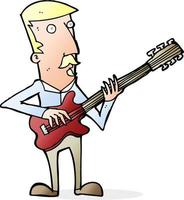 cartoon man playing electric guitar vector