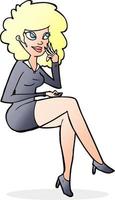 cartoon office woman sitting vector