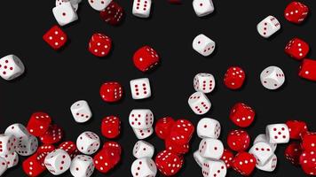 3D White and Red Dice Filling Screen, Game Play 3D Rendering, Chroma Key, Luma Matte Selection of Dice video