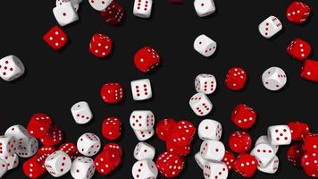 3D White and Red Dice Filling Screen, Game Play 3D Rendering, Chroma Key, Luma Matte Selection of Dice video