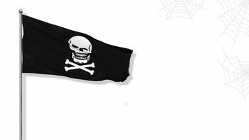 feliz halloween bandera de calavera aterradora ondeando representación 3d, clave de croma, luma mate selección de bandera video