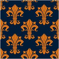 Orange floral fleur-de-lis seamless pattern vector