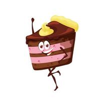 personaje de dibujos animados de pastel de chocolate con crema de limón vector