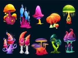 Fantasy magic cartoon mushrooms vector