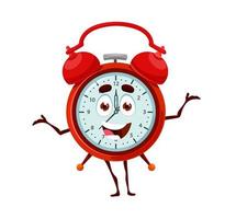 Cartoon cute alarm clock character, funny watch vector