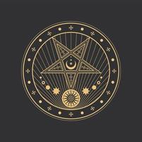 Pentagram, esoteric circle, occult magic and tarot vector