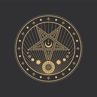 Pentagram, esoteric circle, occult magic and tarot vector