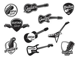 Electric and acoustic guitar music shop icons vector