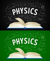 Physics textbook, formulas on school blackboard vector