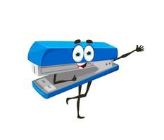 Cartoon cute school stapler character, stationery vector