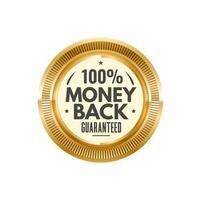 Money back golden badge and premium label vector