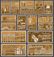 Germany travel landmark, culture posters vector