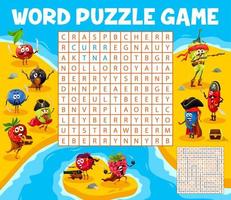 Cartoon berry pirates on word search puzzle game vector