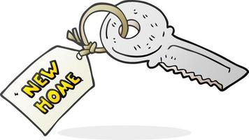 cartoon house key with new home tag vector