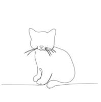 Silhouette of a cat in one line. vector stock illustration. Isolated on a white background.