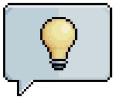 Pixel art speech bubble with light bulb icon vector icon for 8bit game on white background