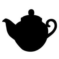 Teapot vector stock illustration. Silhouette of a kettle for laser cutting, shadow, black and white symbol. Isolated on a white background.