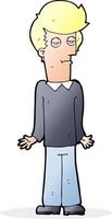 cartoon bored man shrugging shoulders vector