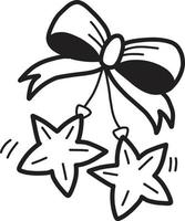 Hand Drawn Christmas star with ribbon illustration vector
