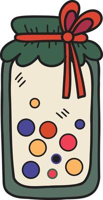 Hand Drawn Christmas candy in a jar illustration