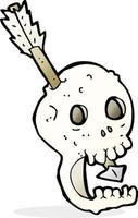 funny cartoon skull and arrow vector