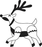 Hand Drawn cute happy reindeer running illustration vector