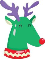 Hand Drawn cute happy reindeer face illustration vector