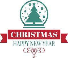 Merry Christmas and happy new year lettering and quote illustration vector