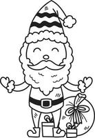 dibujado a mano santa claus con ilustración de bolsas de regalo vector