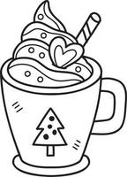 Hand Drawn Christmas Cocoa with marshmallows coffee mug illustration vector