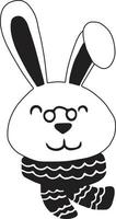 Hand Drawn cute rabbit and scarf illustration vector