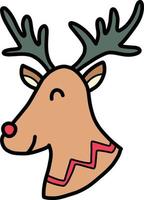 Hand Drawn cute happy reindeer face illustration vector