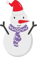 Hand Drawn cute happy snowman illustration vector