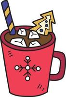 Hand Drawn Christmas Cocoa with marshmallows coffee mug illustration vector