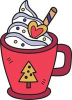 Hand Drawn Christmas Cocoa with marshmallows coffee mug illustration vector