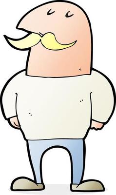 cartoon bald man with mustache