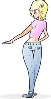 cartoon pretty girl in jeans and tee vector