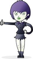 cartoon vampire girl giving thumbs up sign vector