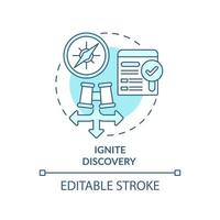 Ignite discovery turquoise concept icon. How to get found on internet. SEO pillar abstract idea thin line illustration. Isolated outline drawing. Editable stroke. vector