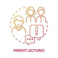 Parent lectures red gradient concept icon. Concern facing teens abstract idea thin line illustration. Deal with irresponsible teenager. Isolated outline drawing. vector