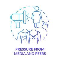Pressure from media and peers blue gradient concept icon. Negative teenage body image abstract idea thin line illustration. Mental health. Isolated outline drawing. vector