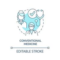 Conventional medicine turquoise concept icon. Healthcare approach abstract idea thin line illustration. Safe treatment. Isolated outline drawing. Editable stroke. vector