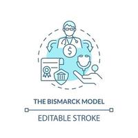 Bismarck model turquoise concept icon. Health care systems model abstract idea thin line illustration. Payroll deduction. Isolated outline drawing. Editable stroke. vector