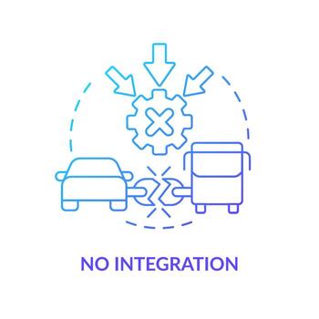 No integration blue gradient concept icon. Separated transport services. Maas integration level abstract idea thin line illustration. Isolated outline drawing. vector