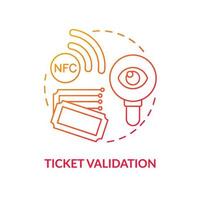 Ticket validation red gradient concept icon. Check acquisition of transport tickets. Maas issue abstract idea thin line illustration. Isolated outline drawing. vector