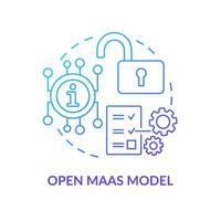 Open Maas model blue gradient concept icon. Regulated utility maas. Mobility as service model abstract idea thin line illustration. Isolated outline drawing. vector