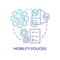 Mobility policies blue gradient concept icon. Services adoption. Maas introduction component abstract idea thin line illustration. Isolated outline drawing. vector