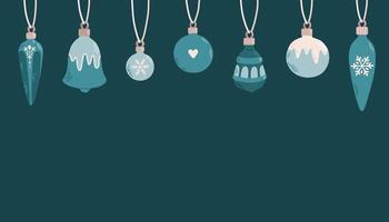 Hanging Christmas balls with ornaments banner flat design vector illustration